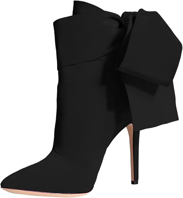 Sexy Black Bow Detail Ankle Boots