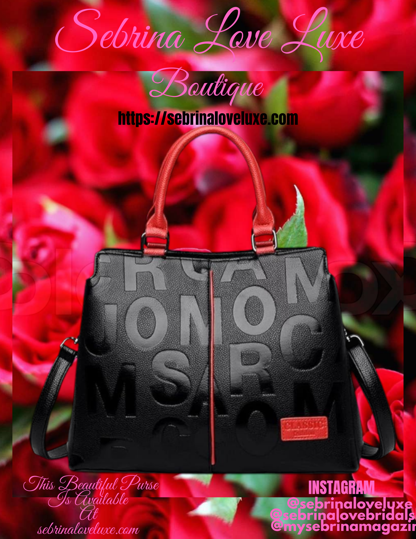 Beautiful Black & Red Genuine Leather Handbag