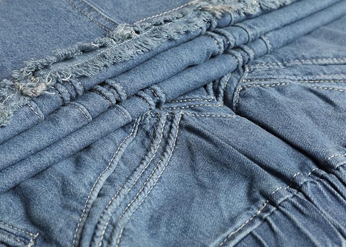 Romantic Boho Light Medium Blue Denim Maxi Skirt
