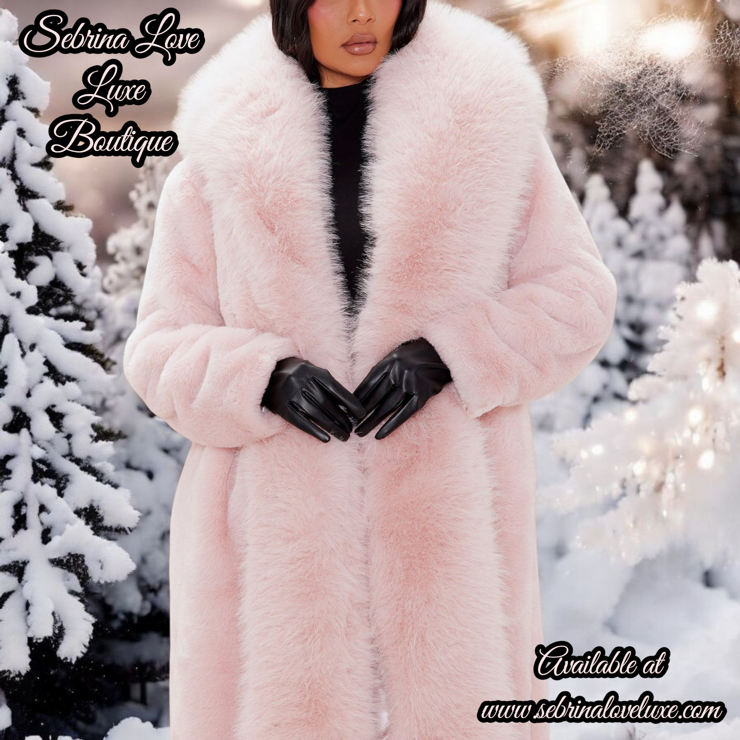 Baby Blush Pink Faux Fur Maxi Coat