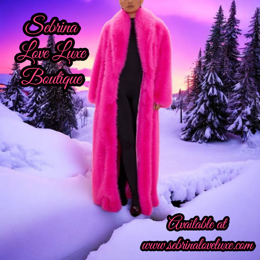 Hot Pink Faux Fur Maxi Coat