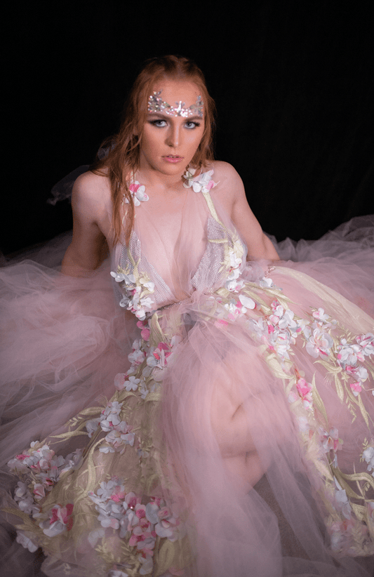 "BRYNN" Pastel Watercolor 3D Floral Wedding Ballgown Set