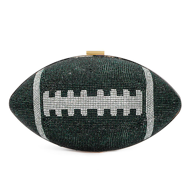 Gold Rhinestone Crystal Football Purse