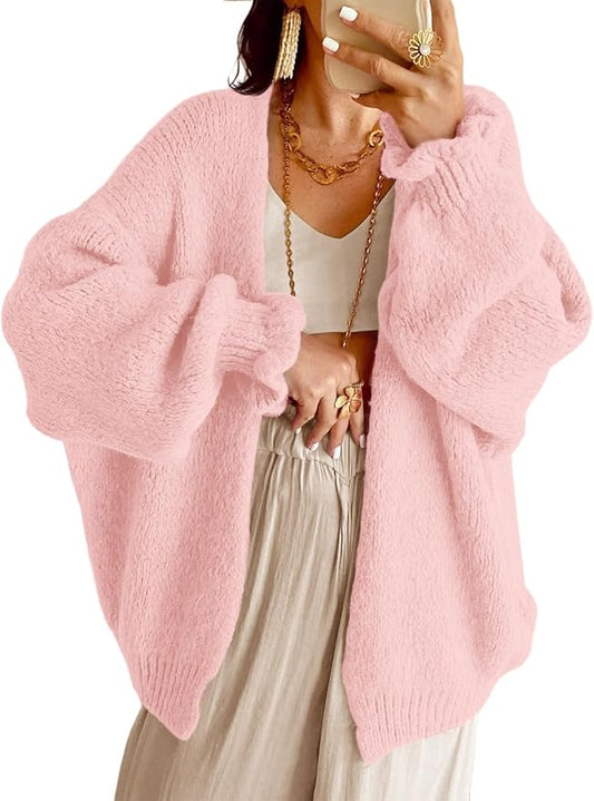Cozy Soft Light Pink Oversized Cardigan Sweater