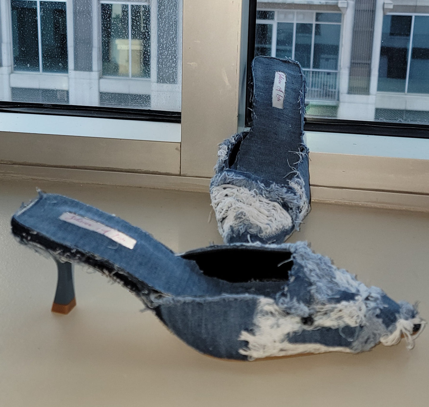 "KIMBERLY ANNE" Denim & Diamonds Crystal Mules