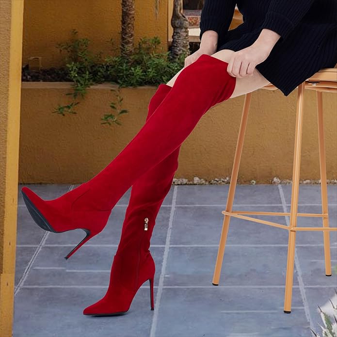 Beautiful Red Over The Knee Thigh Boots