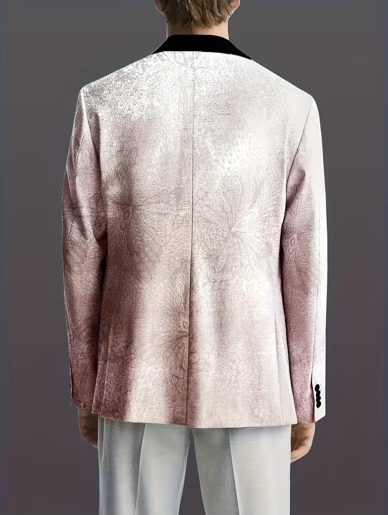 Men's Light Pink Floral Brocade Blazer Dinner Jacket
