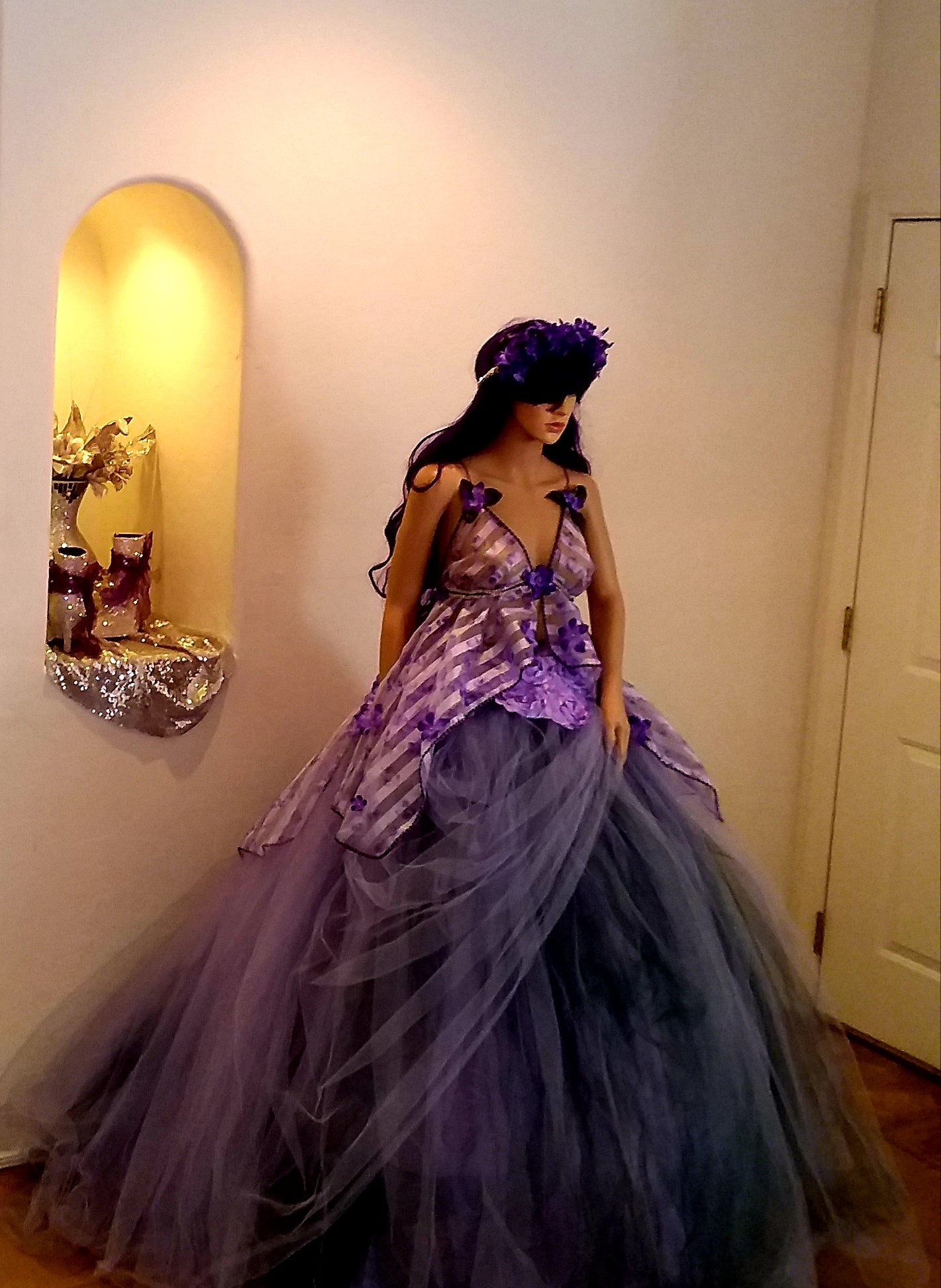 "LEILANI" Lavender & Hunter Green Organza & Tulle Wedding Ballgown Set