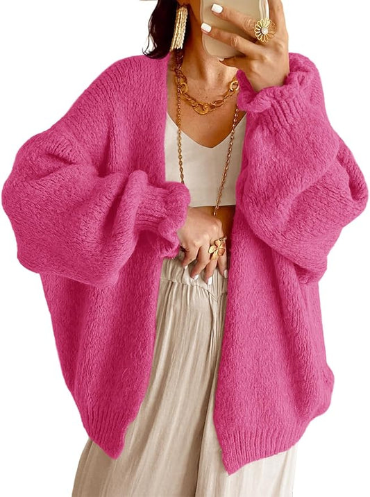Cozy Rose Pink Oversized Cardigan Sweater