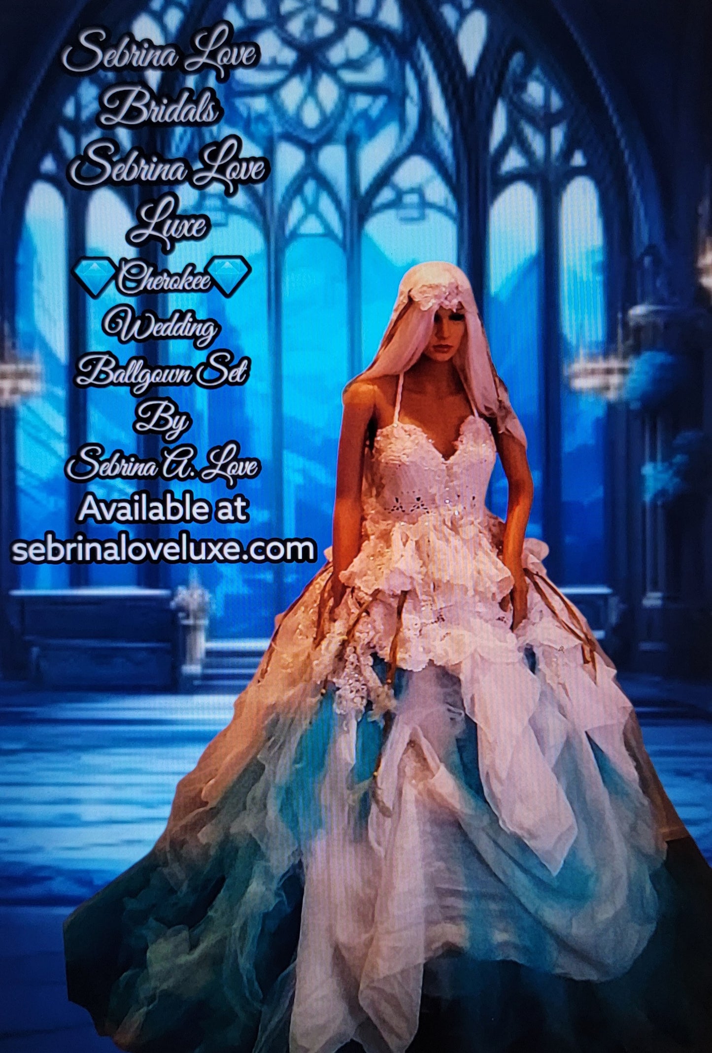 The 💎CHEROKEE 💎 White & Turquoise Boho Wedding Ballgown Set