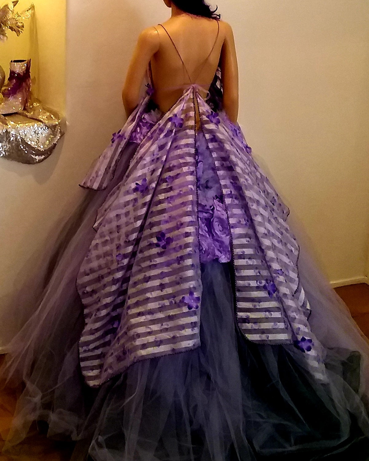 "LEILANI" Lavender & Hunter Green Organza & Tulle Wedding Ballgown Set