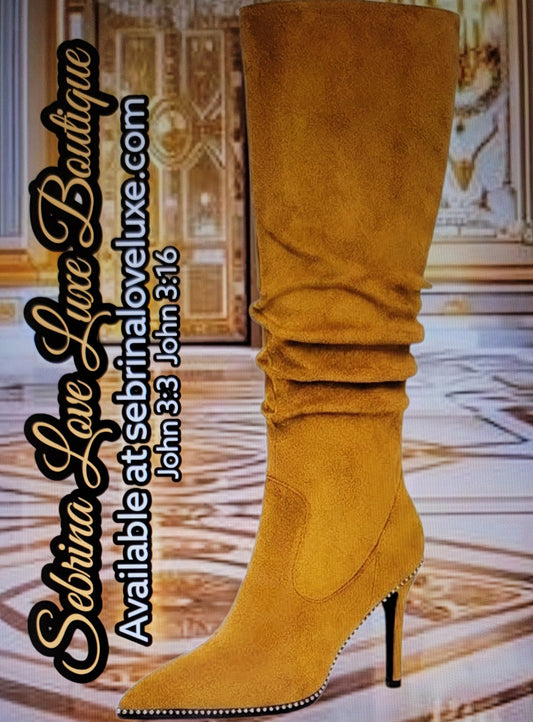 Chic Mustard Yellow Gold Knee Boots (Pre-order)