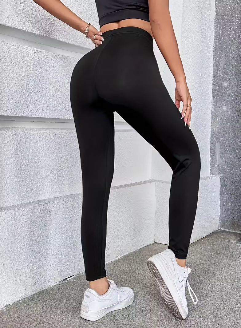 Black Breast Cancer Awareness Yoga Fitness Leggings