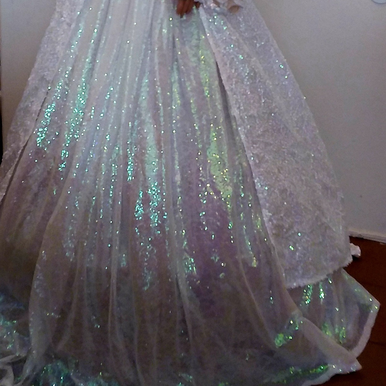 "BELLALUNA" Iridescent White Sequin Wedding Ballgown Set