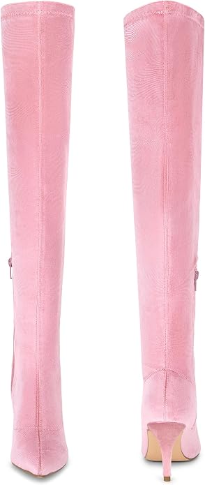 Luxe Deep Hunter Green Stretch Velvet Knee Boots