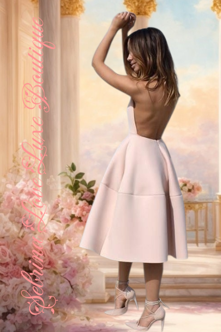 Romantic Blush Backless Tea Length Dress