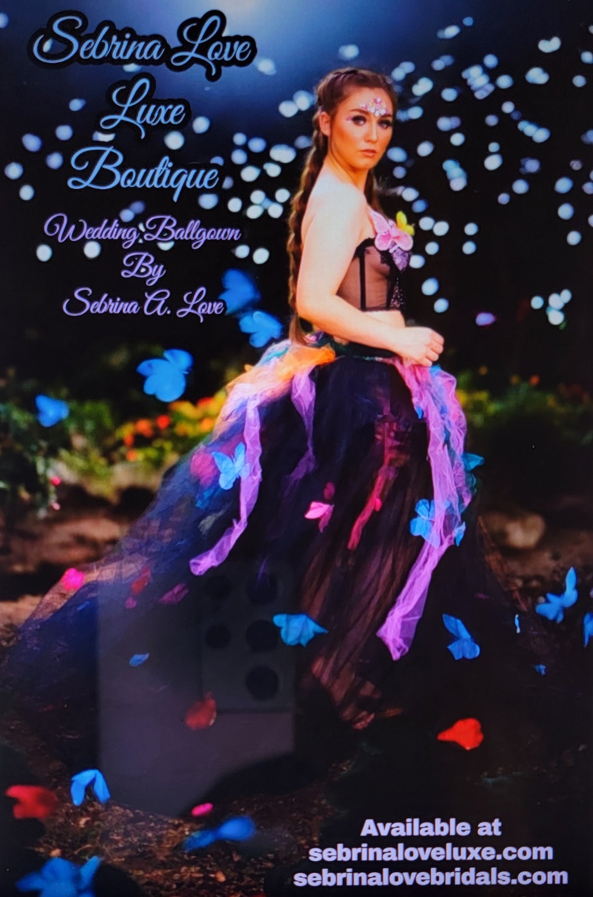🦋LISA🦋 Custom Order Gothic Romance Black Multicolor Butterfly Lace & Tulle Wedding Ballgown Set