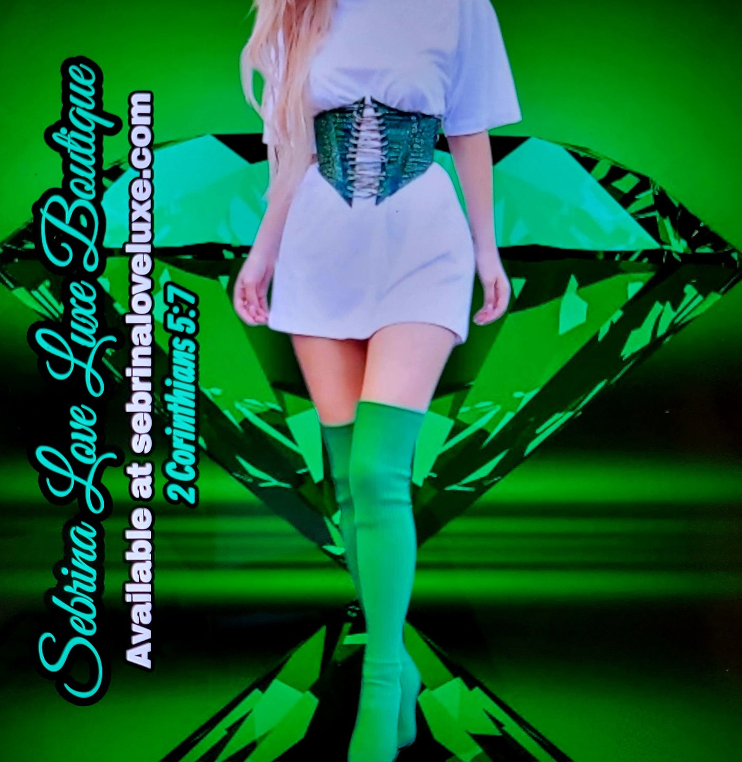 Chic Kelly Green Sweater Knit Thigh Boots