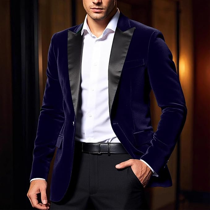 Elegant Blue Velvet Dinner Formal Jacket