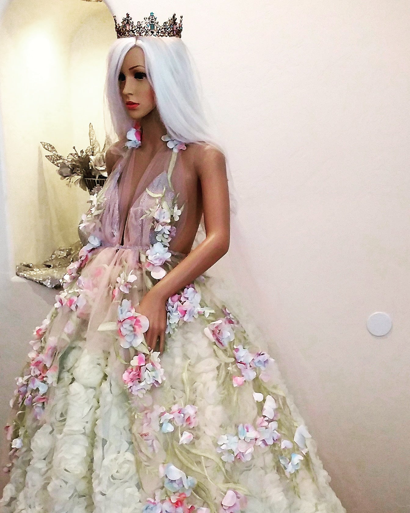 "HYACINTH" Pastel Watercolor 3D Floral Wedding Ballgown Set