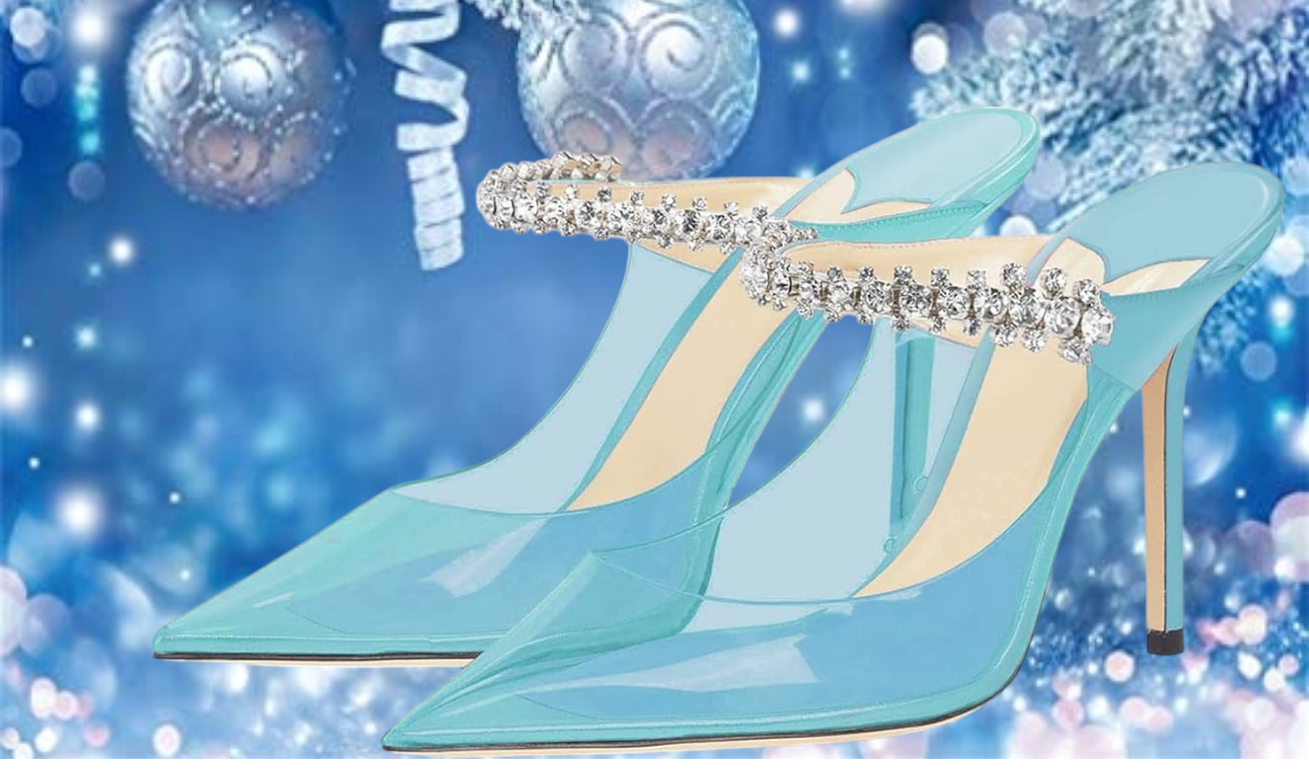 Sexy Baby Pale Ocean Blue Clear Transparent Jewel Embellished Mule Heels