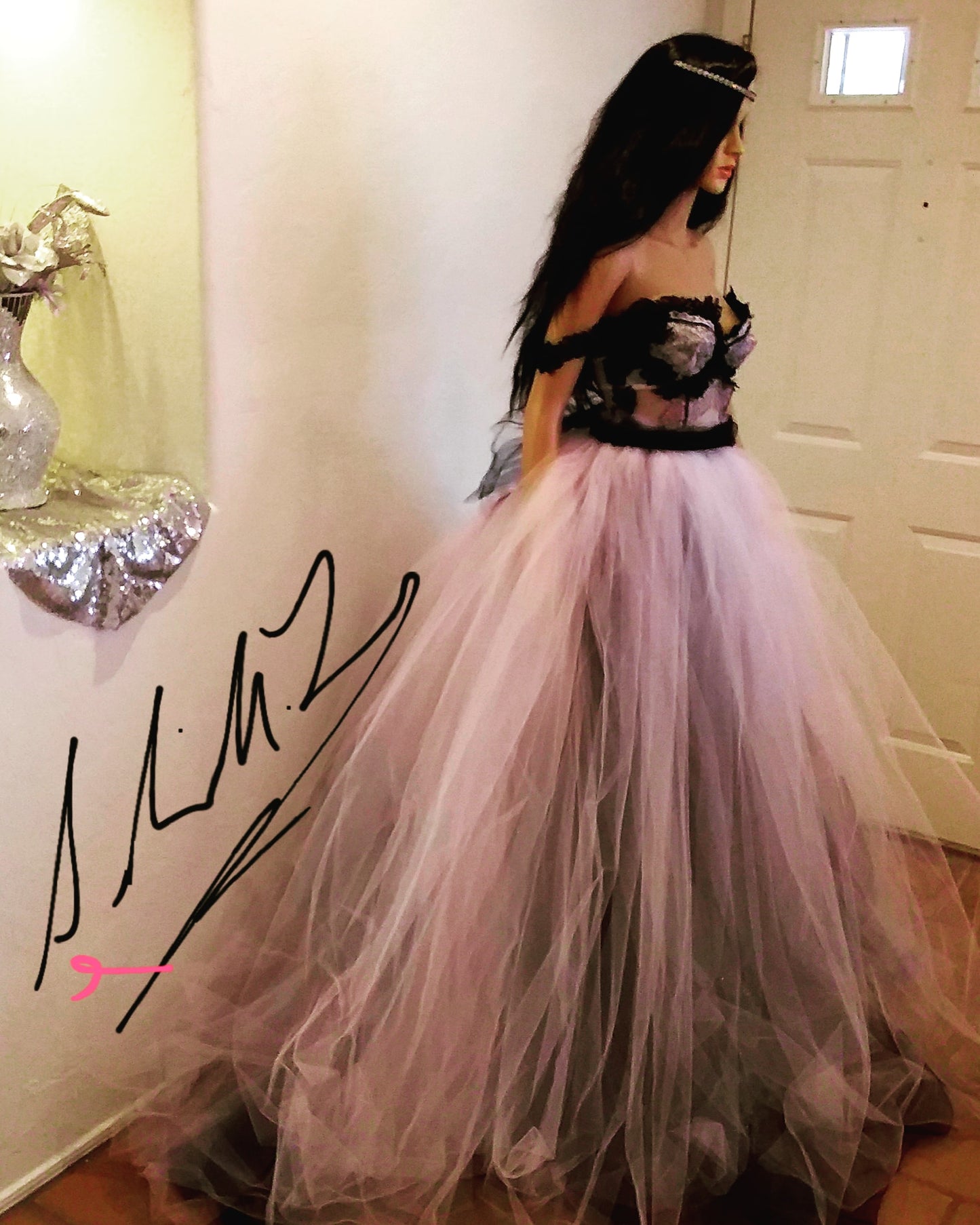 Exotic "STEPHANIE" Pink Lace & Tulle Sequin Lehenga Saree Wedding Ballgown Set