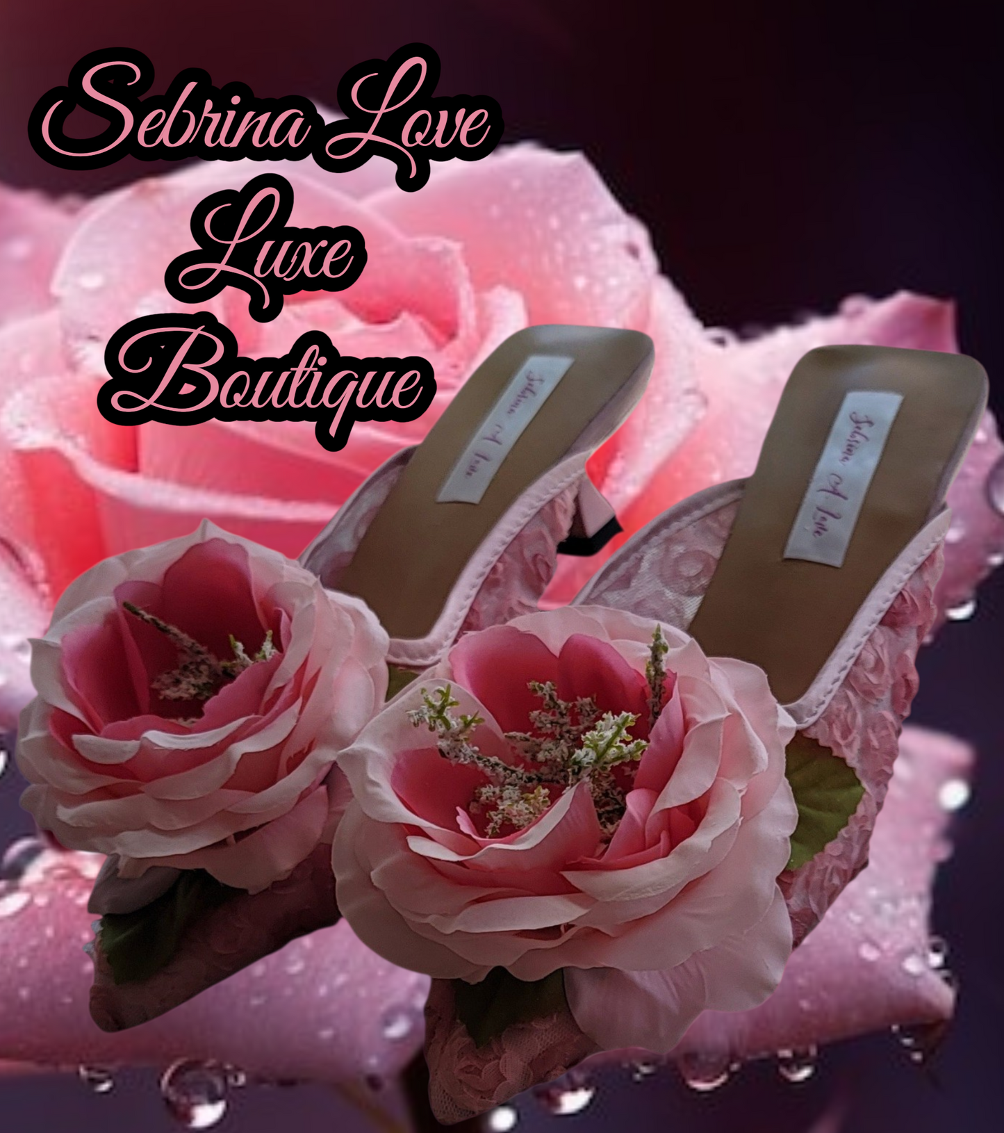 The "Eleana Rose" Pink Tulle Rose Mules