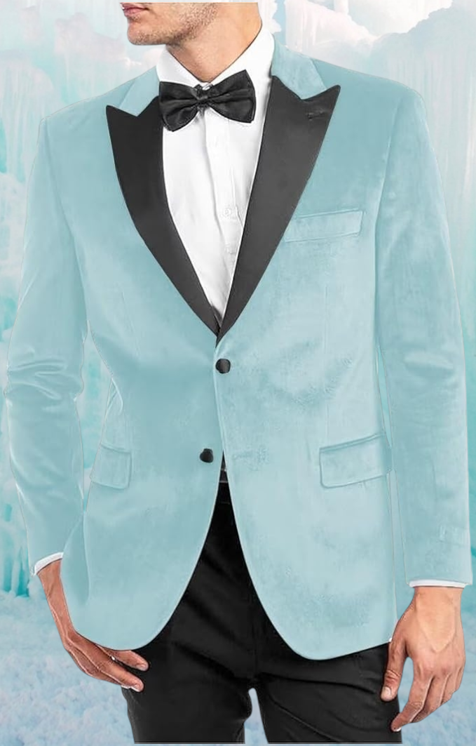 Elegant Ocean Blue Velvet Blue Dinner Formal Jacket