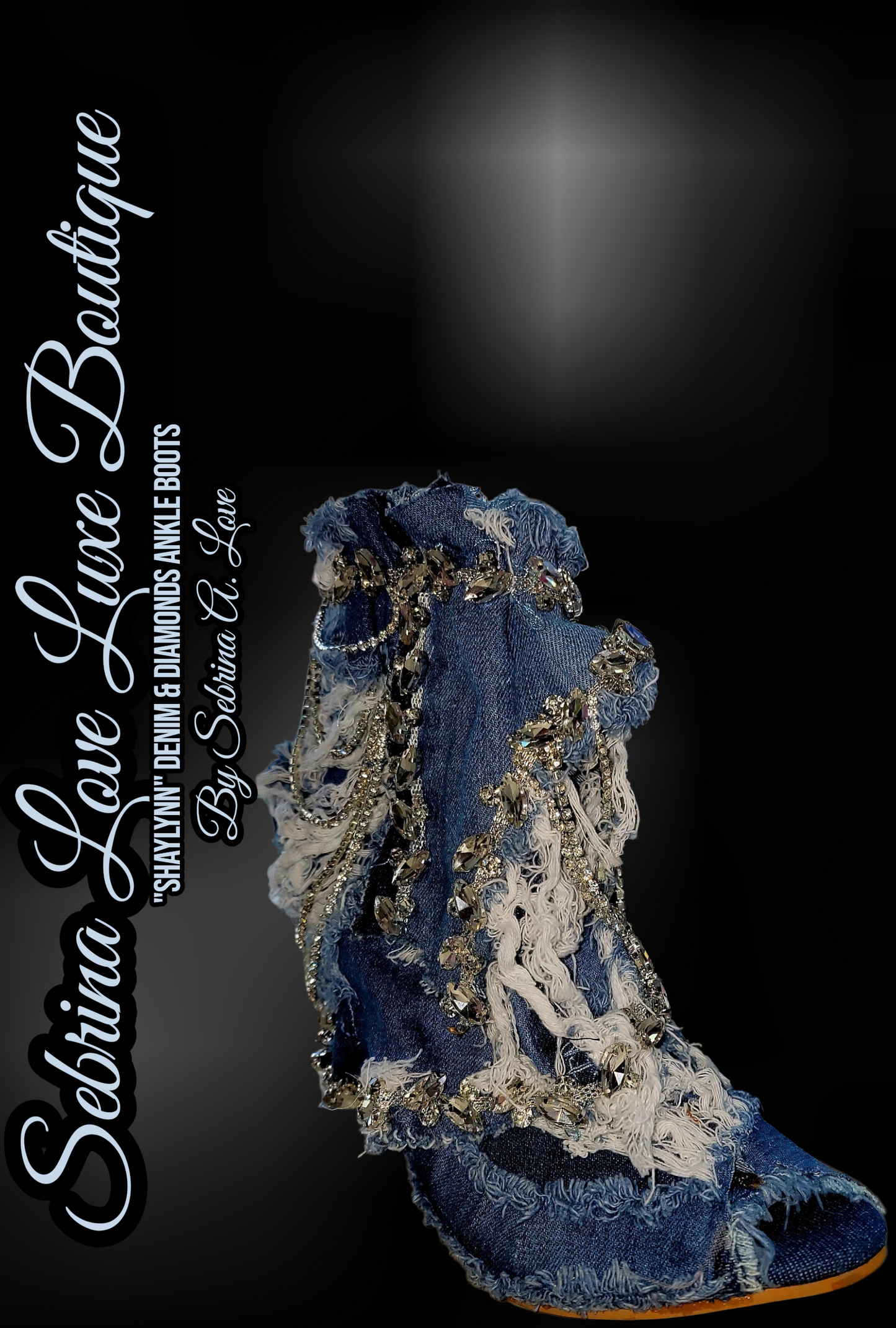 The "SHAYLYNN" Boho Distressed Denim & Diamonds Boots