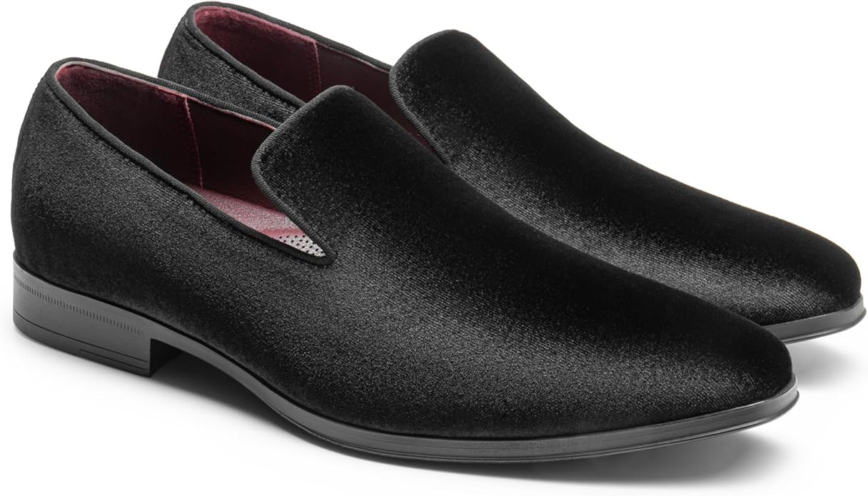 Elegant Bruno Marc Black Velvet Men's Drivers Moccasin Loafers