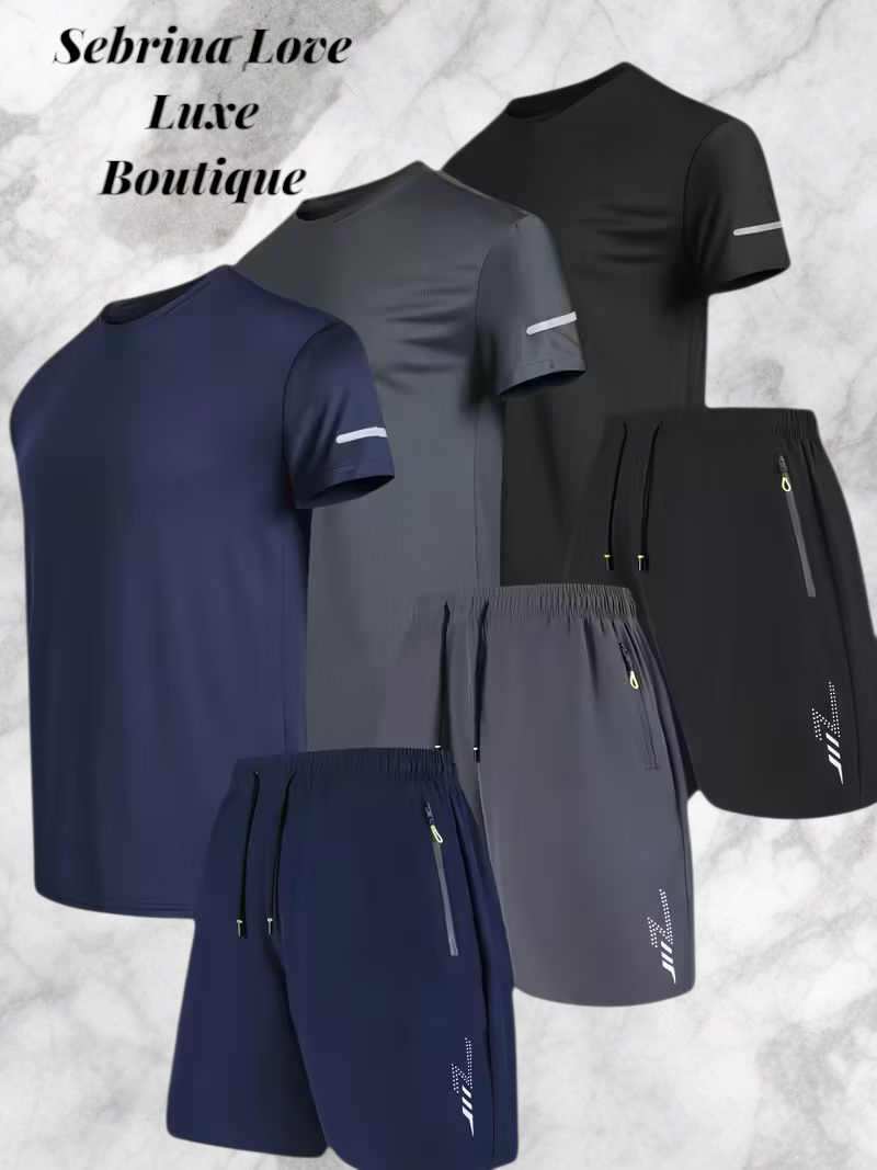Men's Athletic 2 Piece Top & Shorts Set (3 Sets Lot)