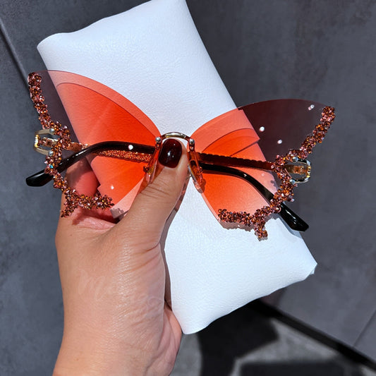 Beautiful Orange Red Boho Butterfly Sunglasses