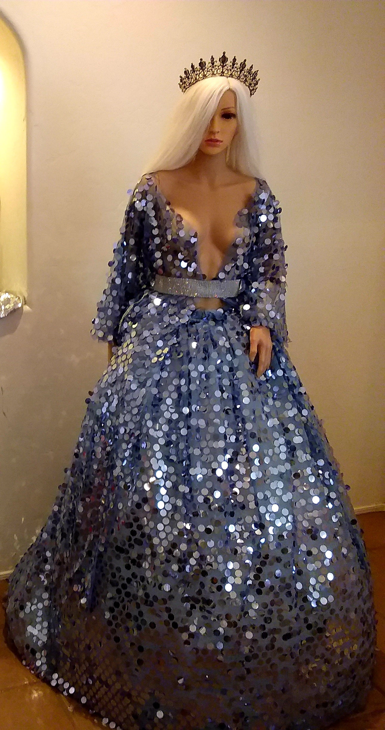The 💎SUKI💎 Something Blue Sequin Crystal Kimono Wedding Ballgown Set