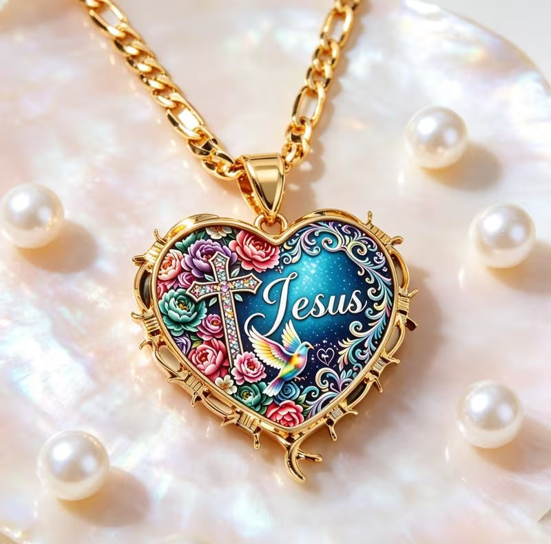 Beautiful Christian Multicolor Rainbow Rhinestone Crystal Cross Jesus Necklace