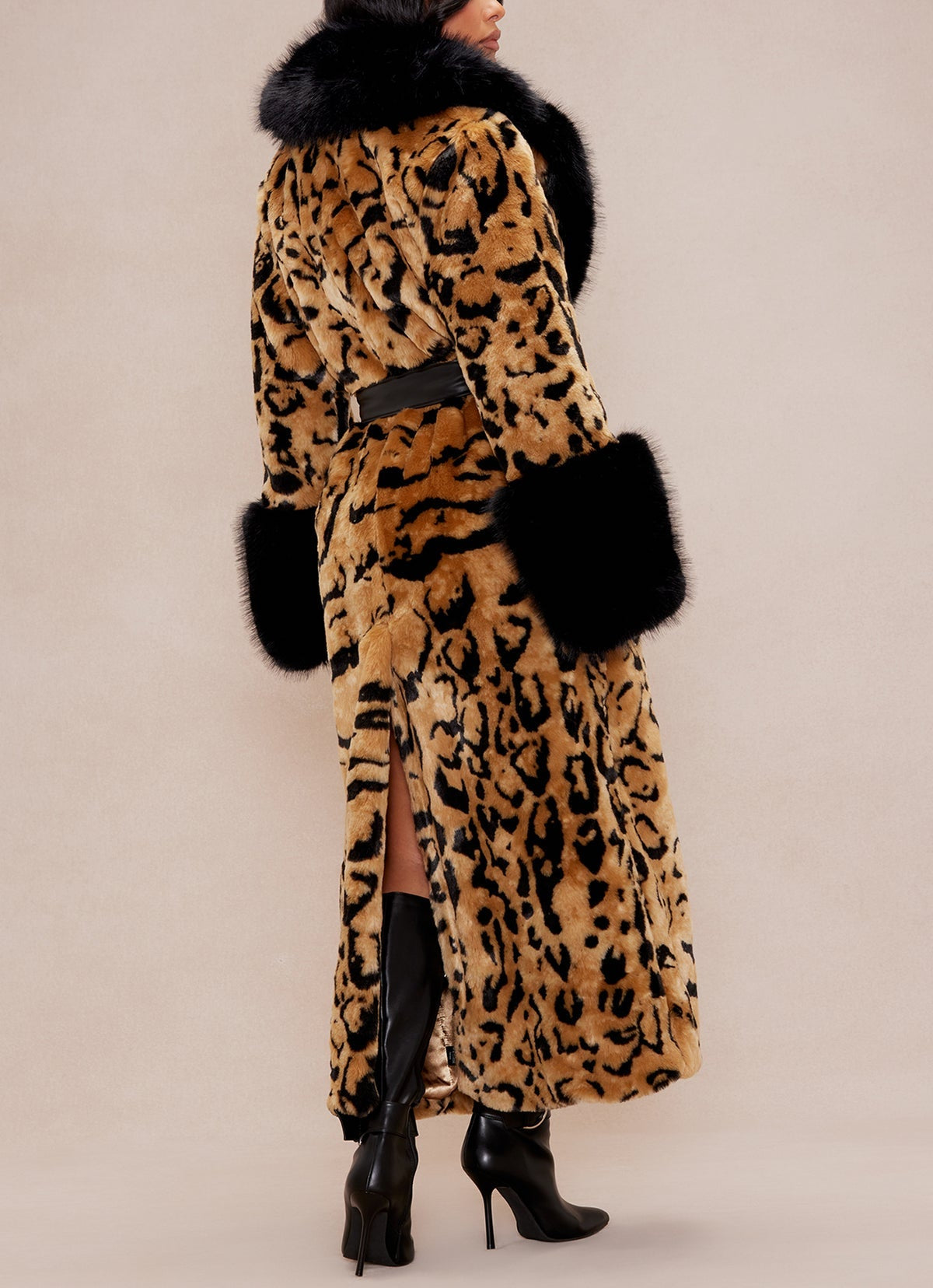 Luxe Plush Brown & Black Leopard Print Faux Fur Coat