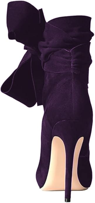 Sexy Purple Bow Detail Ankle Boots