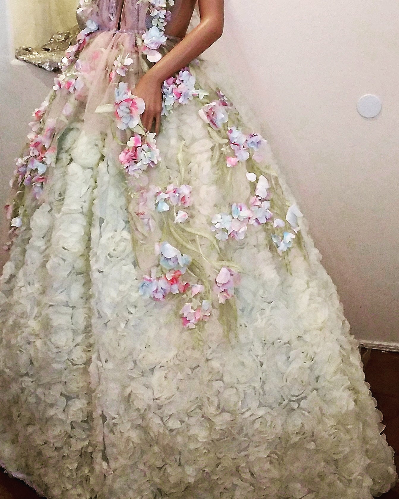 "HYACINTH" Pastel Watercolor 3D Floral Wedding Ballgown Set