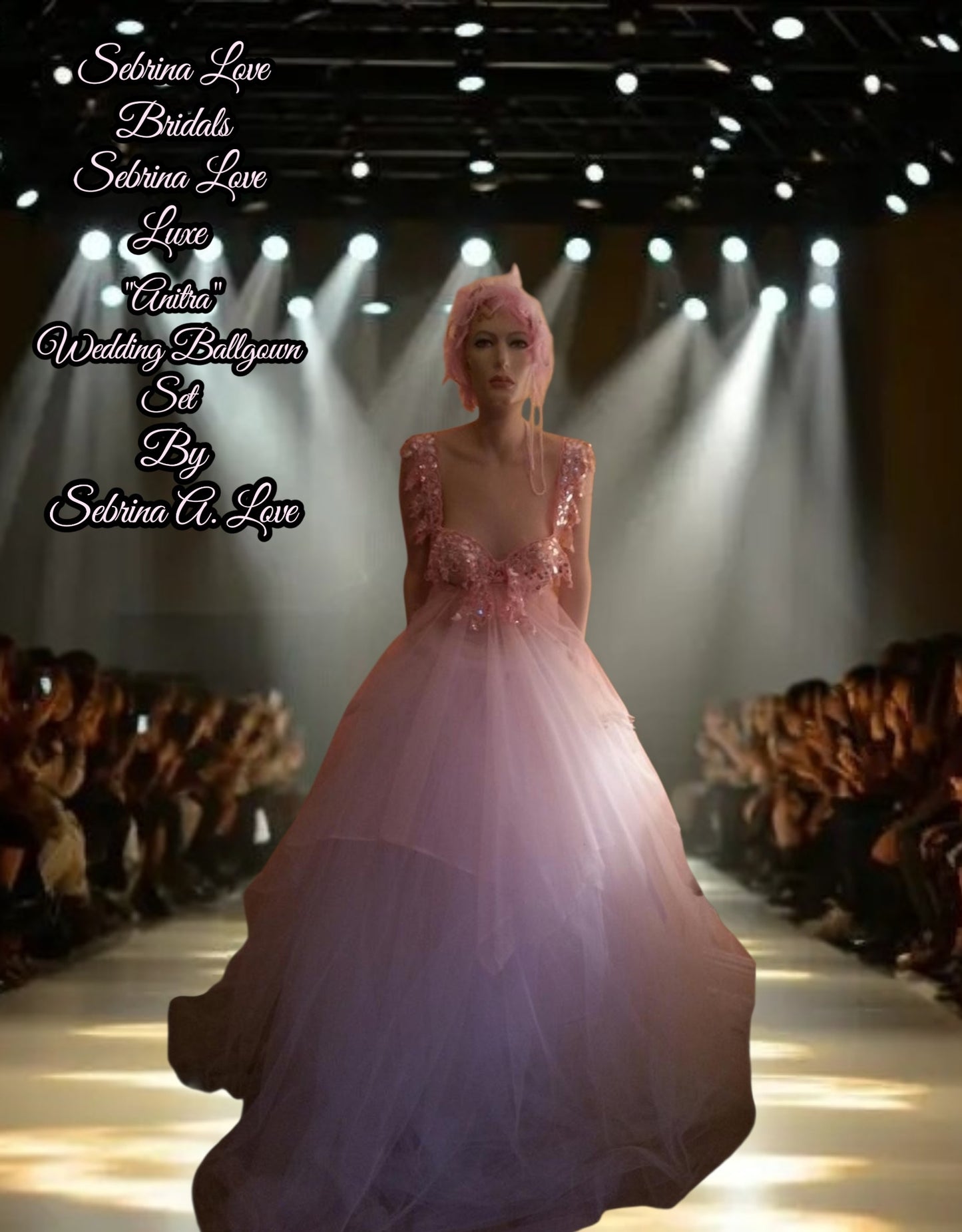 "ANITRA" Silver, White & Pink Lace & Tulle Wedding Ballgown Set