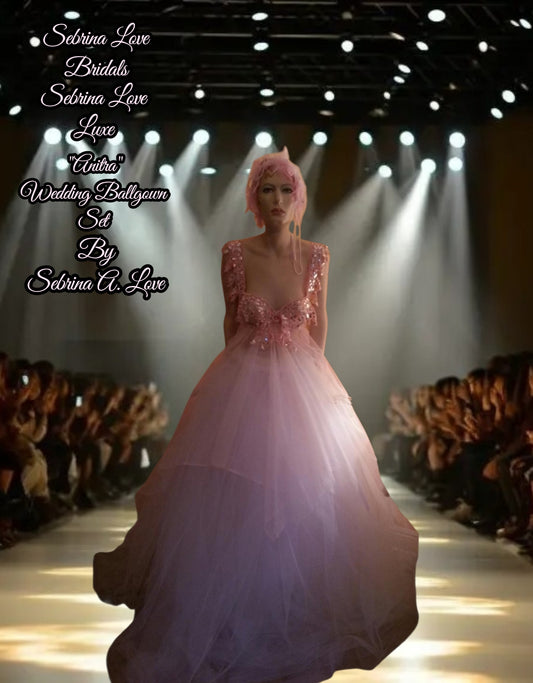 "ANITRA" Silver, White & Pink Lace & Tulle Wedding Ballgown Set