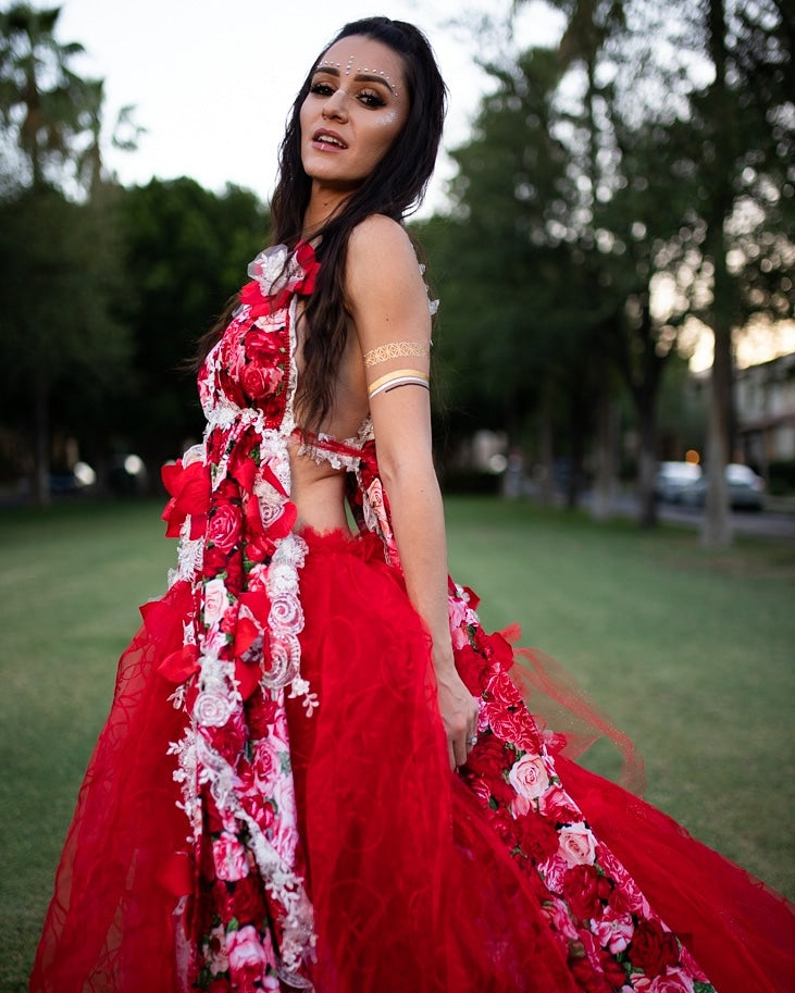 The 🌺LORELI🌺 Red & Pink Rose Garden Wedding Ballgown Set