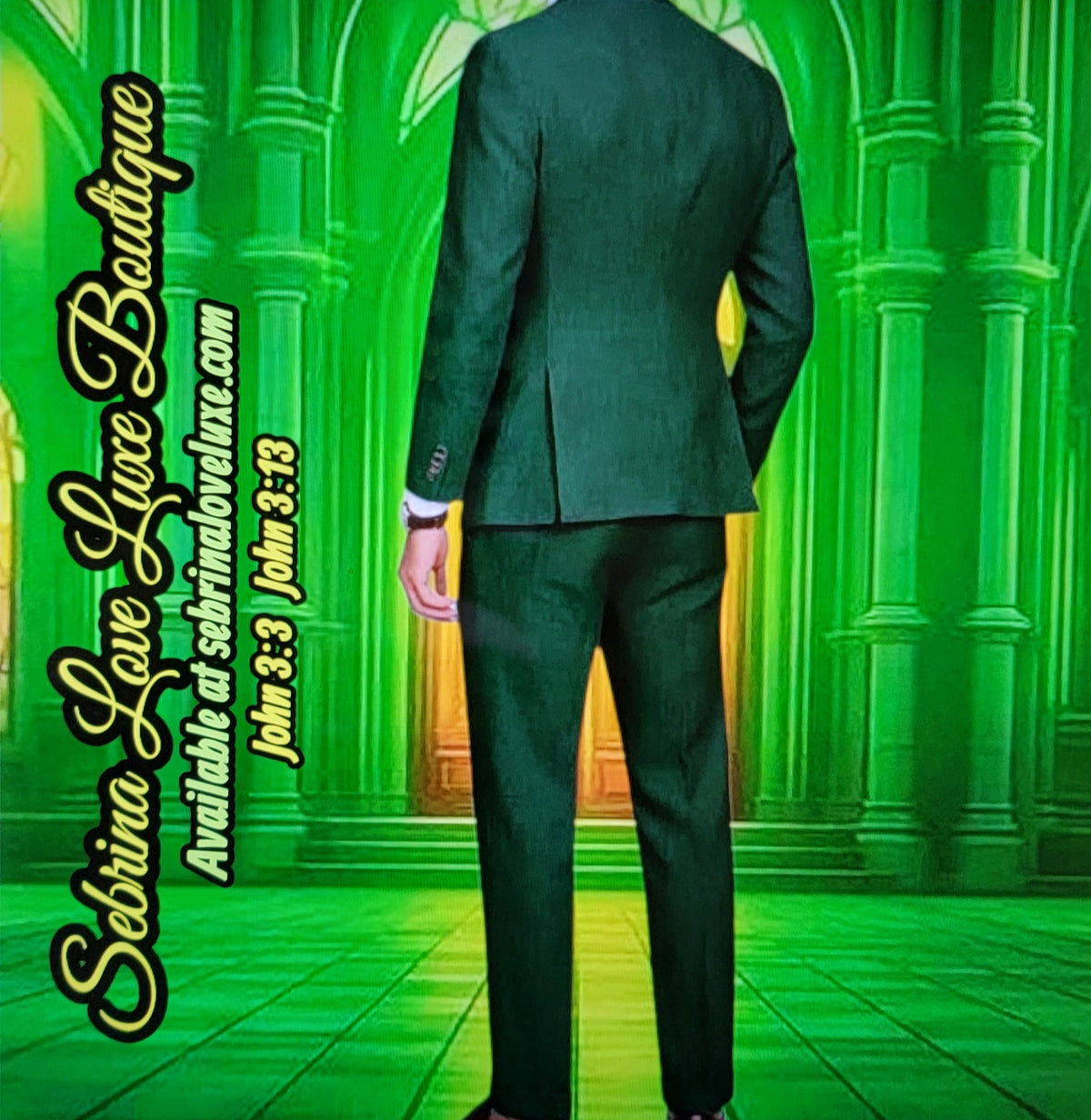 Men's Green 2 Piece Jacket & Pants Suit