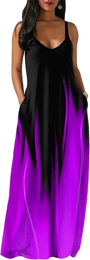 Black & Purple Sheath Maxi Dress
