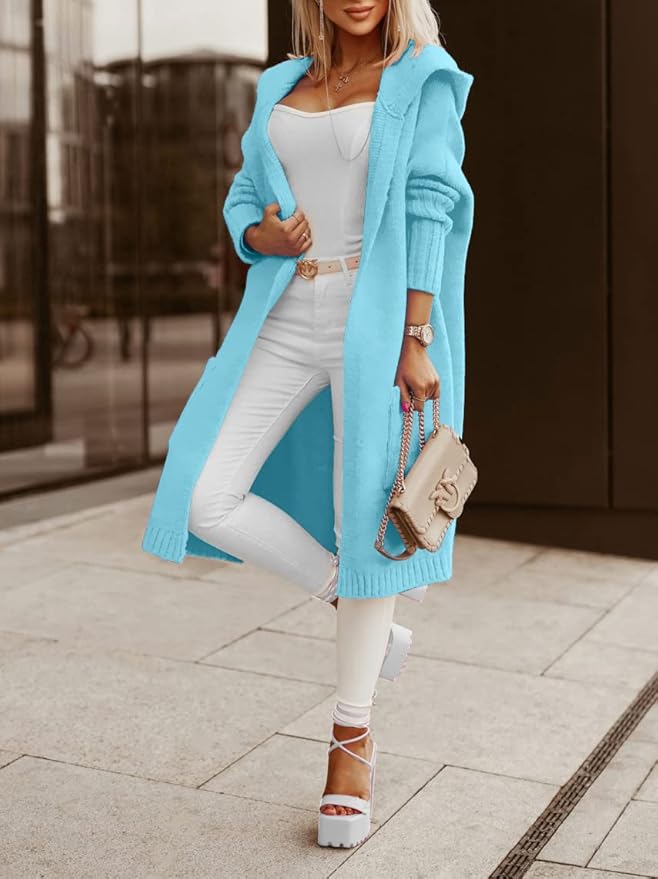 Cozy Cool Ocean Blue Green Maxi Cardigan Sweater