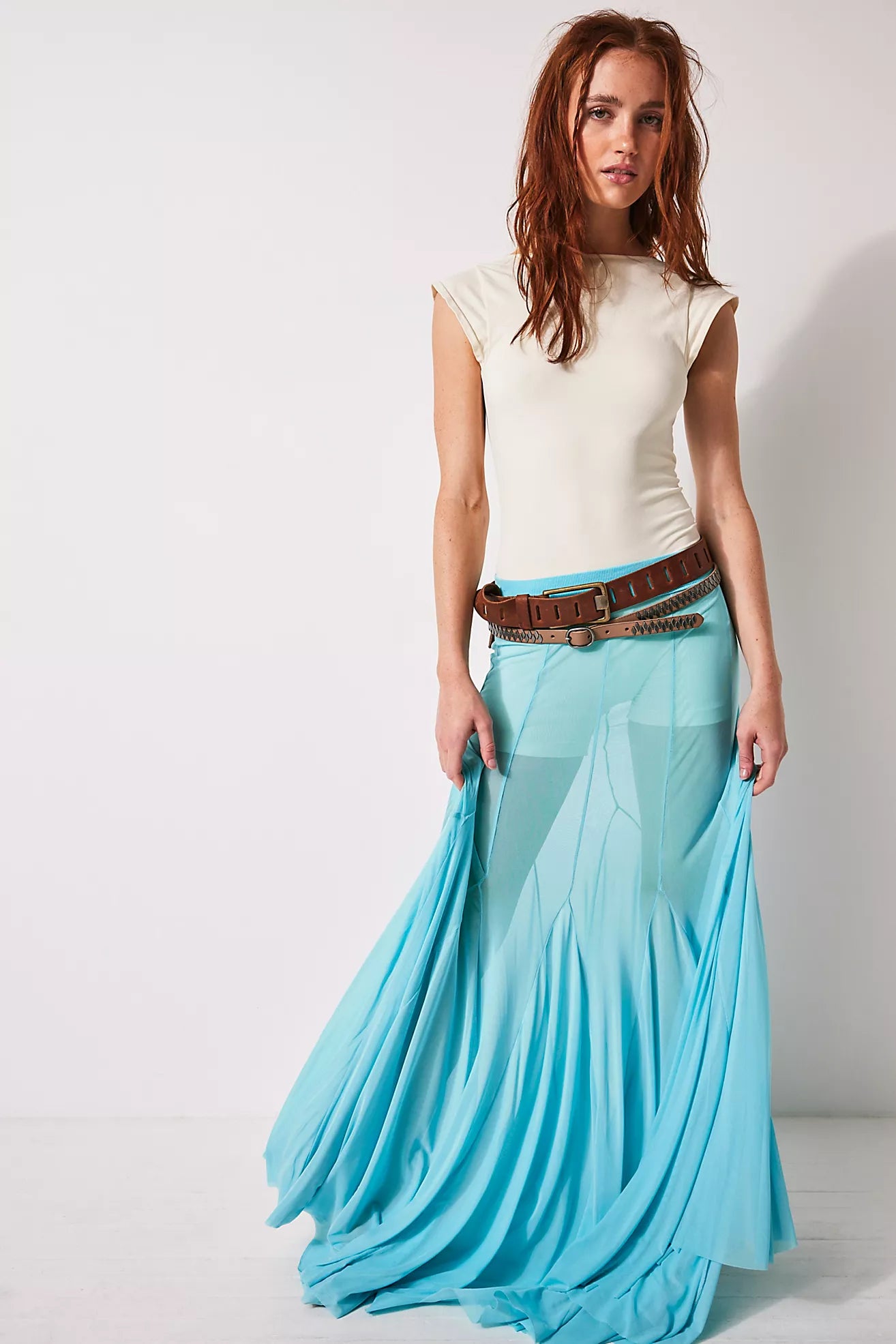 Romantic Free People Light Blue Maxi Skirt