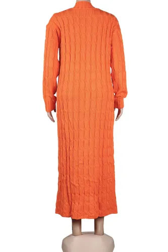 Cozy Orange Cable Knit Maxi Sweater