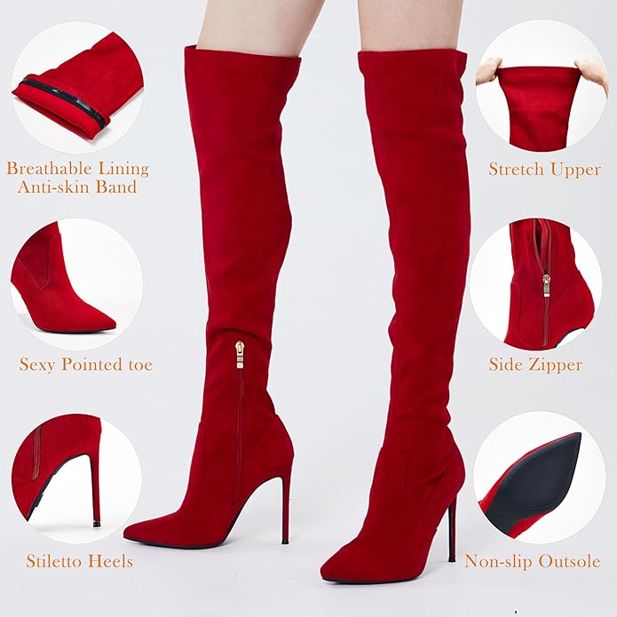 Beautiful Red Over The Knee Thigh Boots