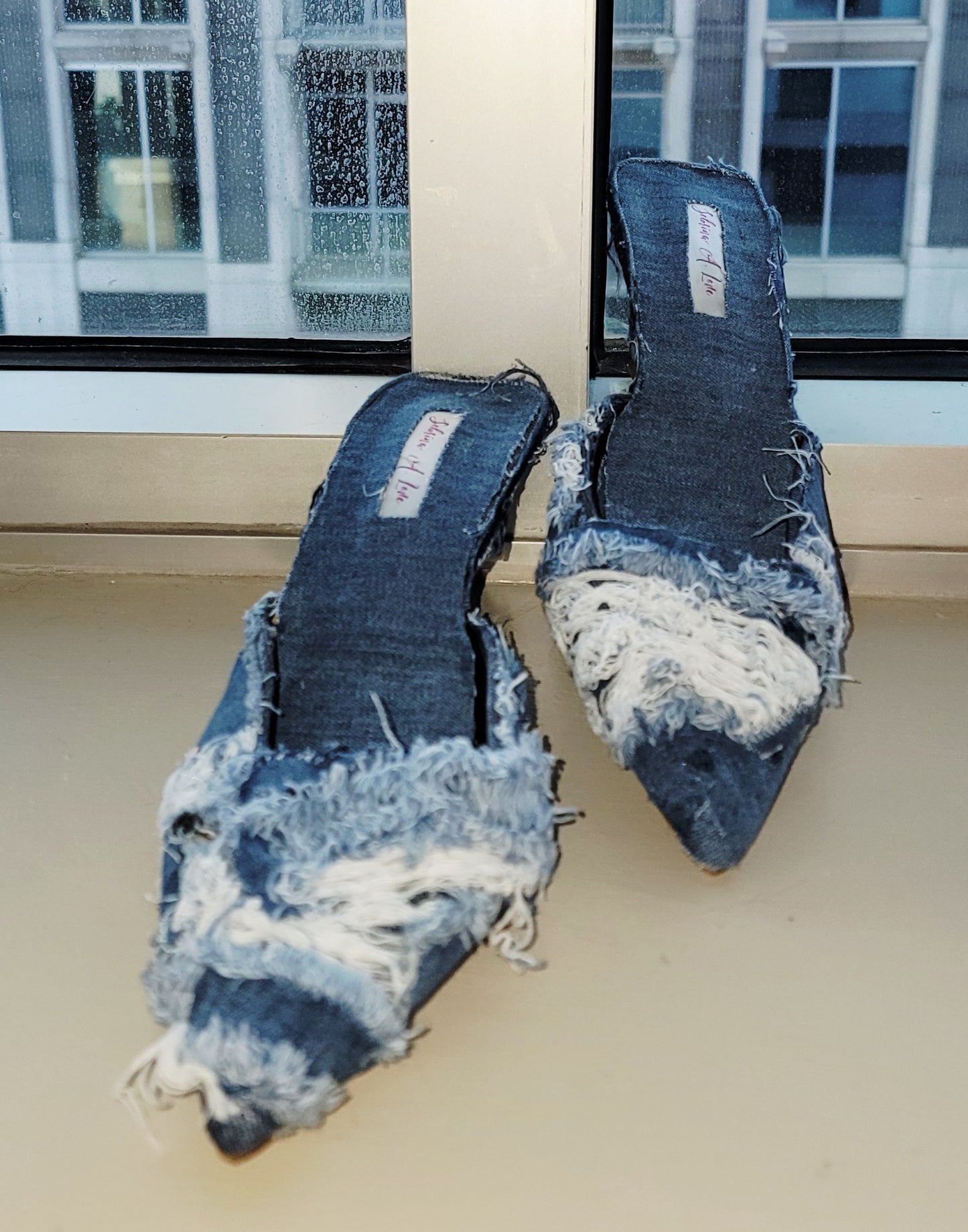 "KIMBERLY ANNE" Denim & Diamonds Crystal Mules