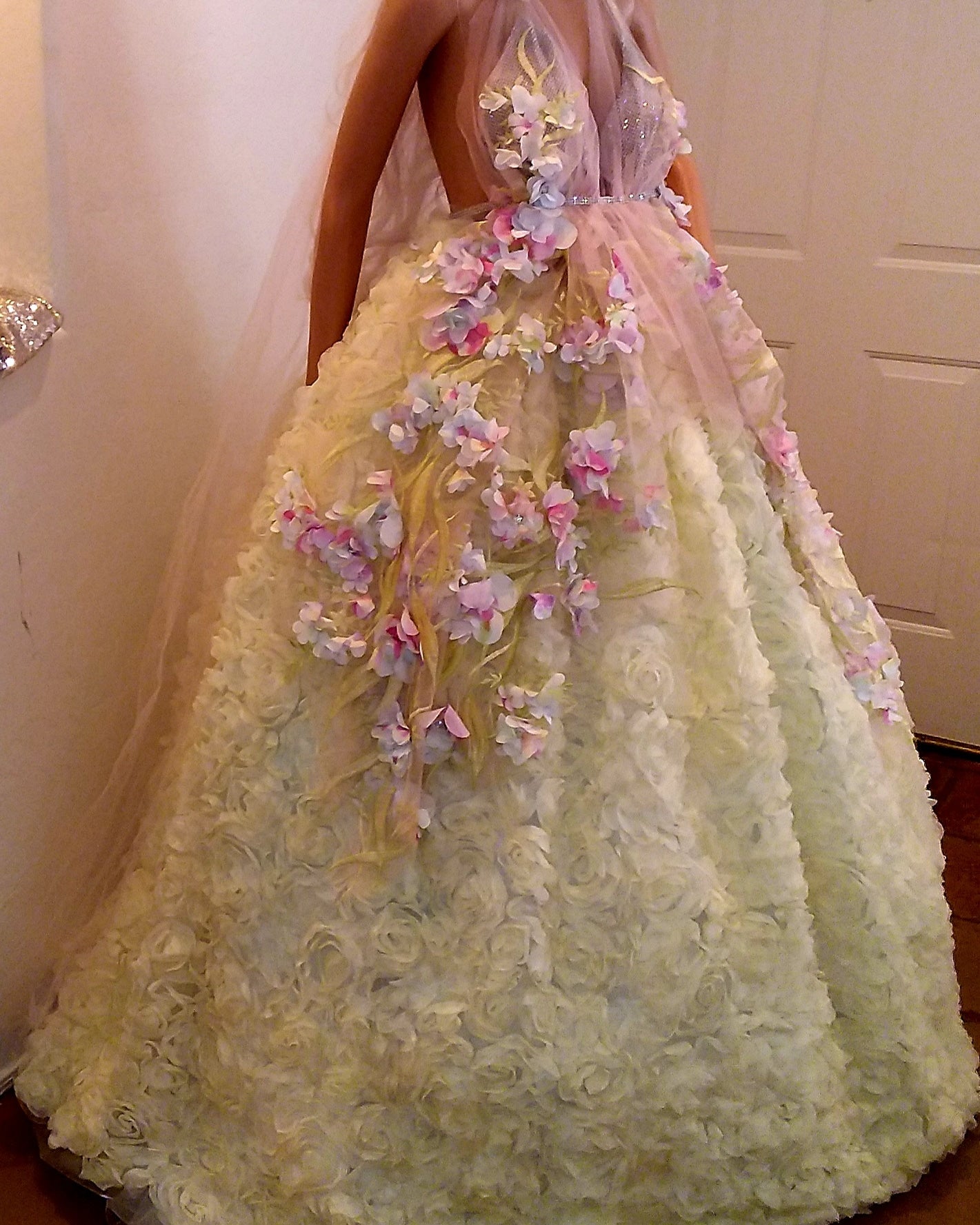 "HYACINTH" Pastel Watercolor 3D Floral Wedding Ballgown Set