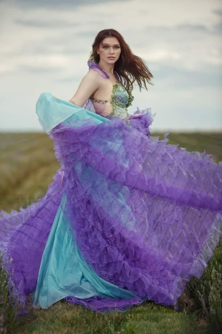 🪻EVE🪻Lavender Ruffled Organza Garden Wedding Ballgown Set