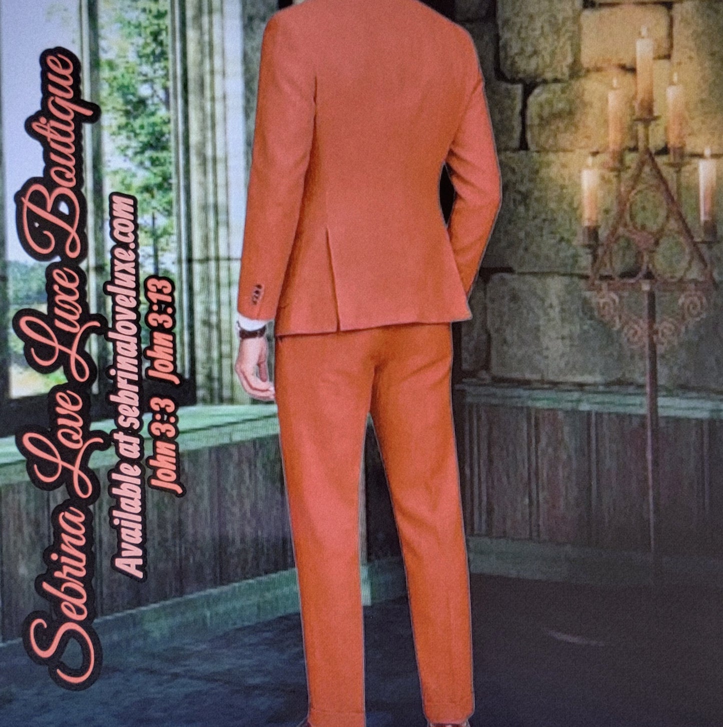 Men's Rust Stone 2 Piece Jacket & Pants Suit